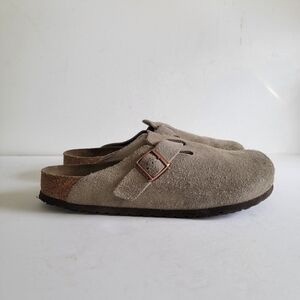 Birkenstock Boston Clogs Mens 45 12 12.5 Taupe Suede Slip On Neutral Minimalist